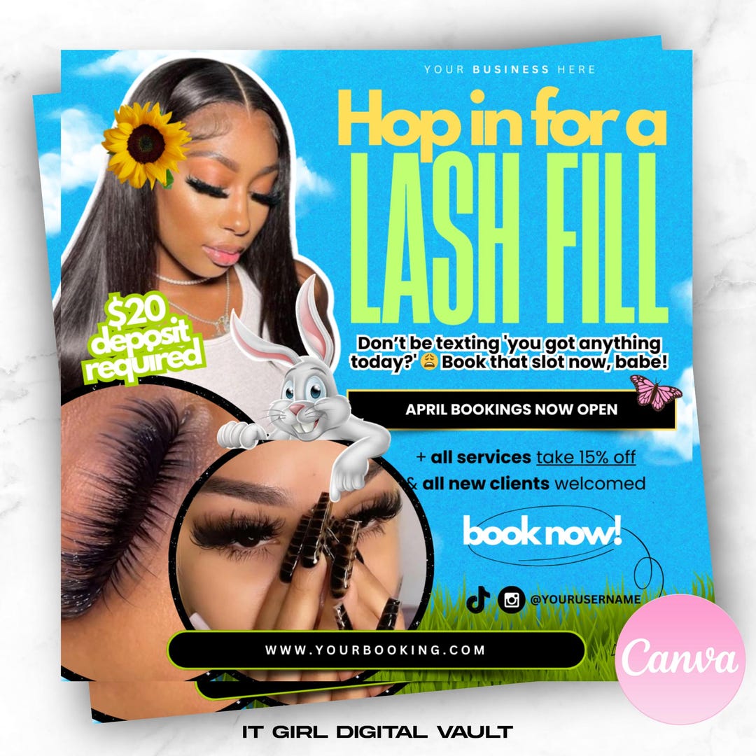 Editable Spring Lash Booking Flyer: Canva Template - Etsy Australia