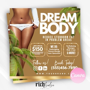 Body Sculpting E-flyer, Canva template, body spa, body contouring, contouring flyer, social media flyer