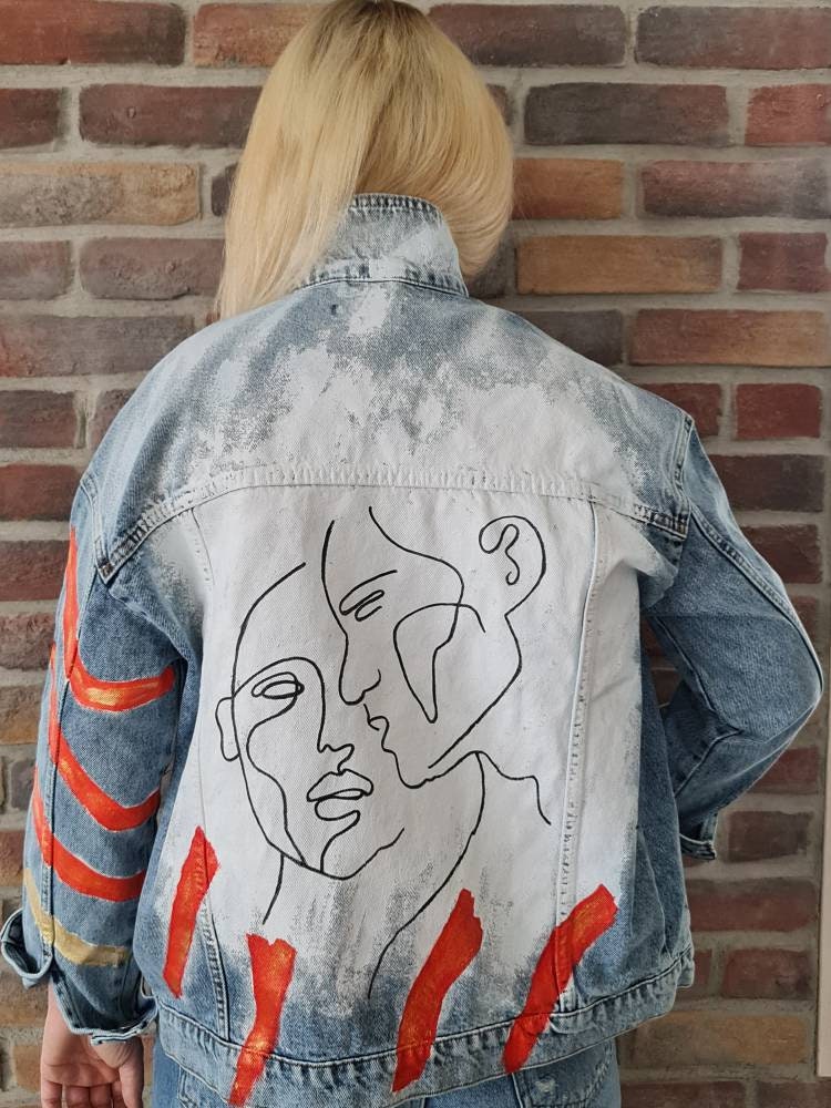 Yoke Hand Painted Denim Trucker Jacket Black – Laced