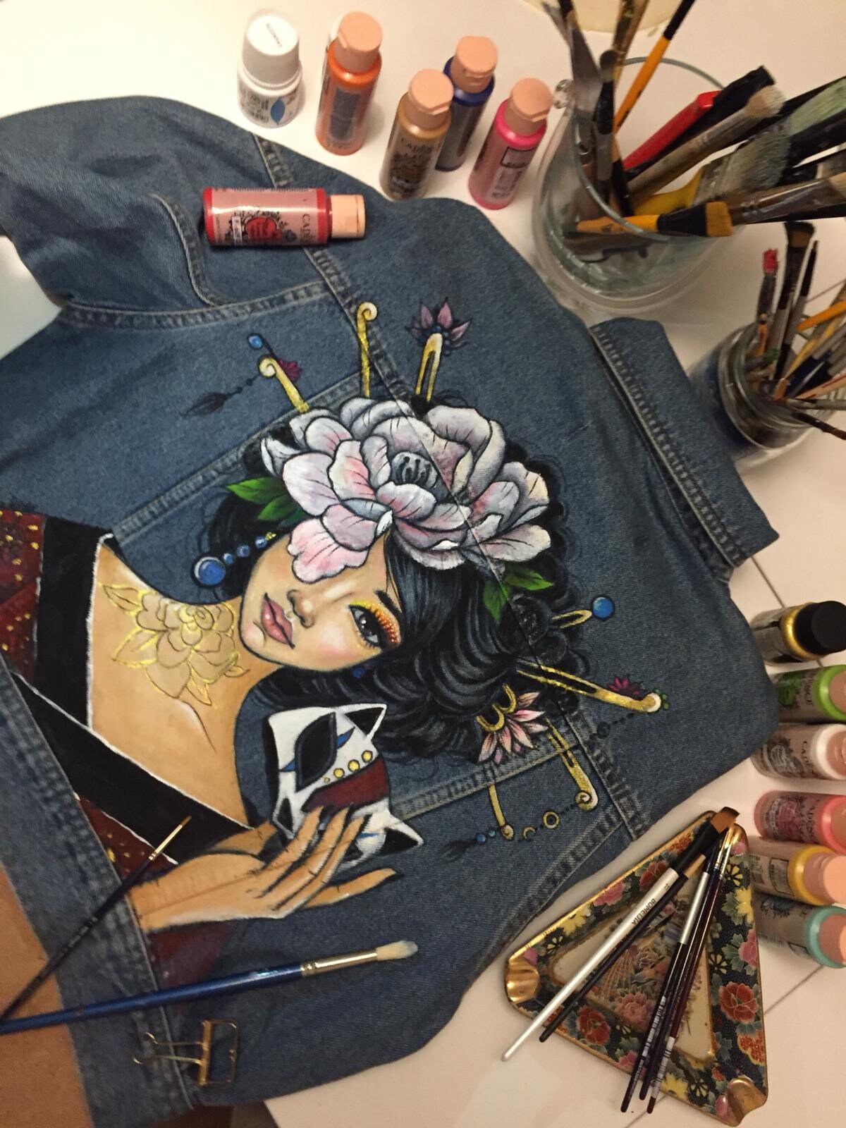 ジャケット・アウター YOKE / HAND PAINTED DENIM TRUCKER JACKET Yoke Hand Painted Denim Trucker Jacket Black – Laced