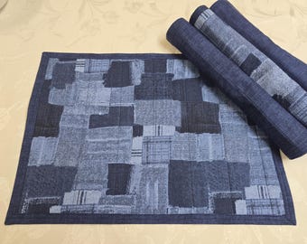 Denim Plaid Jeans Look Placemats Set of 4