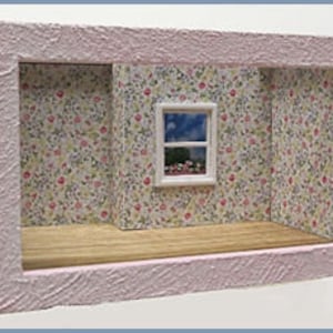 Dollhouse Miniature Roombox with Versatile Centre Wall and Removable Roof - Customizable Acrylic Window and Hinged Side Access