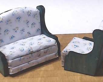 DIY Quarter Scale Wing Chair & Settee Set - Mini Furniture Kit