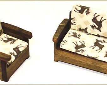 DIY Laser Cut Quarter Scale Furniture Couch and Chair Kit for Home Decor