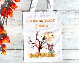 Trick or treat bag, personalised tote bag, custom tote bag, Halloween costume, Halloween accessories