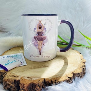 Personalised  Ballerina Purple Handle Mug, Ballet Teacher Gift, Gift for her, Ballerina Gift, Birthday gift for her