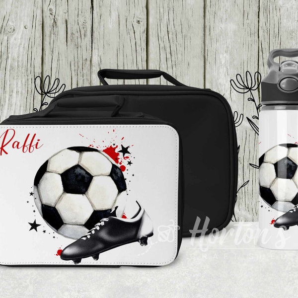 Personalised Insulated Lunch Bag & Water Bottle Set, Kids Lunch Bag, Kids Water Bottles, PE Bag, back to school, Football gift