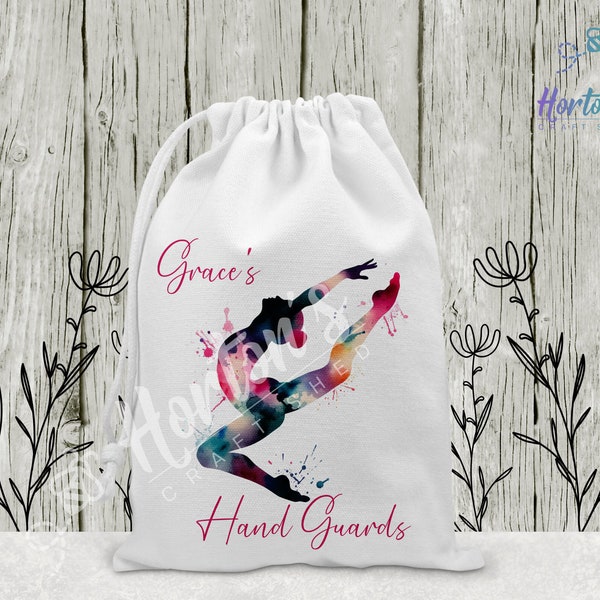 Personalised Rainbow Gymnastics Handguard Pouch, Grips bags, Stag Leap pose