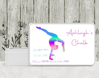 Personalised Gymnastics Chalk Tin, Chalk box , Chalk bag, Novelty Gymnastics Tin, Chalk Storage Tin