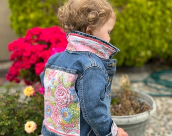 Pink ”Hanky” Toddler  Upcycled Reworked Denim / Jean Jacket