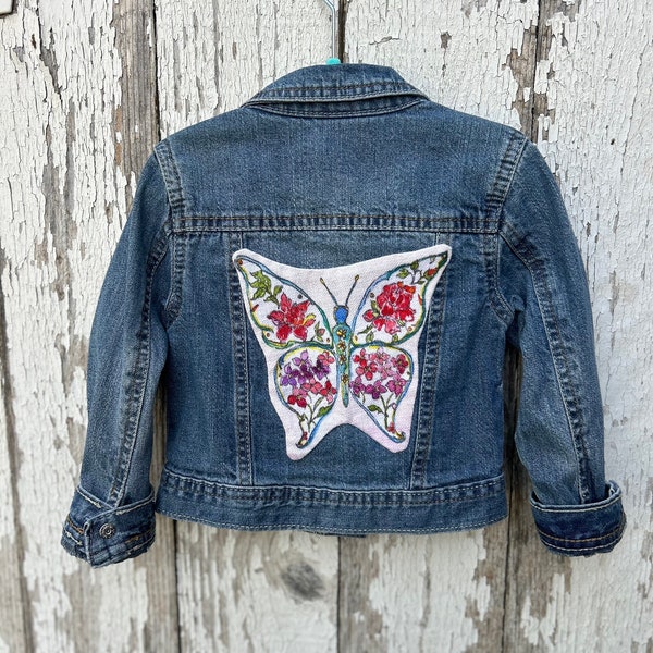 Baby “Butterfly” Toddler  Upcycled Reworked Denim / Jean Jacket