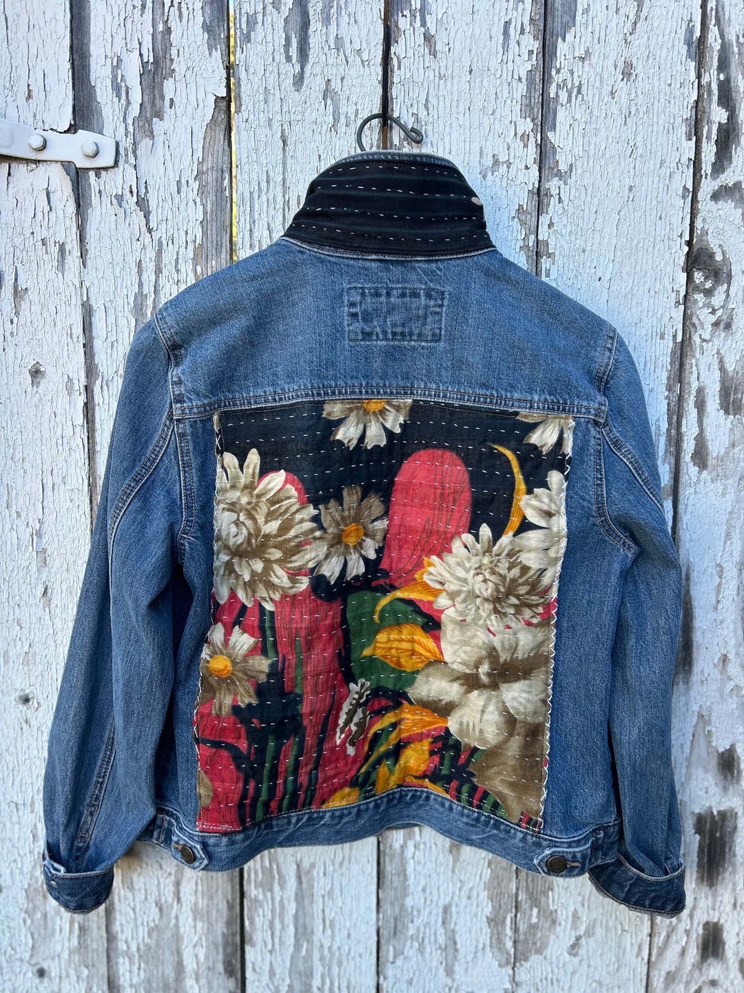 Upcycled Reworked Denim / Jean Jacket/ Kantha Quilt - Etsy