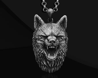 Handmade Sterling Silver Wolf Necklace: Personalized Men's Charm