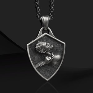 Devil Satan 925 Sterling Silver Goat Head Necklace, Baphomet Religion God Pagan Necklace Jewelry, Angel Lucifer Silver Necklace Gift for Him