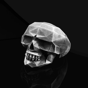 Handmade Oxidized Sterling Silver Skull Ring: Gothic Biker Signet