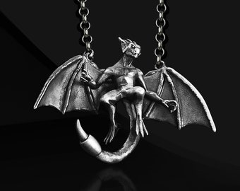 Sterling Silver Baphomet Necklace: Satanic Lucifer Pendant