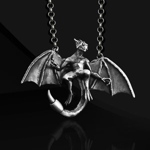 Devil 925 Sterling Silver Baphomet Satan Necklace Gift  for Men,  Silver Satanic Baphomet Necklace, Men Lucifer Pendant, Men Silver Necklace