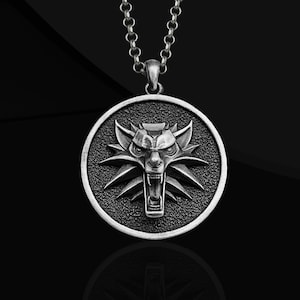 Wild Wolf Medallion: Sterling Silver Geralt Necklace