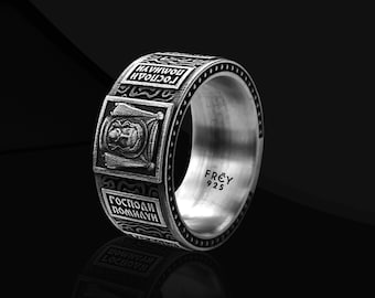 Sterling Silver Orthodox Christian Ring: Byzantine Icon Band