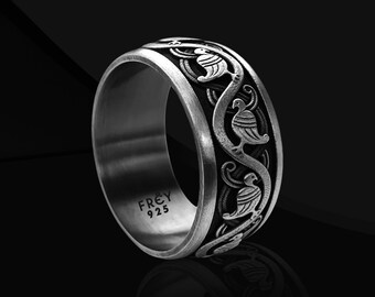 Anillo de boda con paloma en plata de ley oxidada, regalo de compromiso con forma de paloma para hombres y mujeres