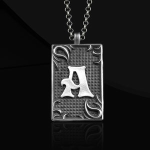 Personalized 925 Sterling Silver Dog Tag Necklace for Men - Custom Initial Engraved Pendant - Handmade Silver Dog Tag Gift for Boyfriend