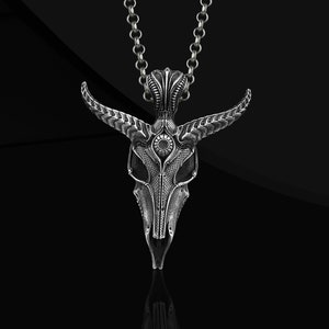 Satanic Lucifer Baphomet 925 Sterling Silver Necklace, Occult Satanic Silver Necklace, Leviathan Cross Necklace for Him, Satanic Jewelry