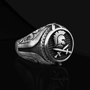 Handmade 925 Sterling Silver Spartan Warrior Ring: Greek Jewelry