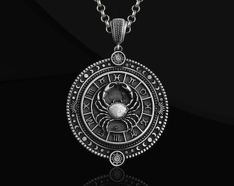 Gepersonaliseerde handgemaakte kankerketting: sterlingzilver sterrenbeeld sieraden astrologie medaillon hanger cadeau