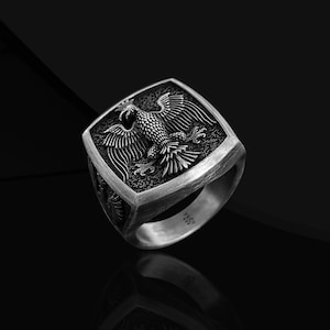Winged Eagle 925 Sterling Silver Men Ring, Winged King Eagle Silver Men Jewelry, Animal Ring, Wild Bird Ring, Minimalist Ring, Ring For Men