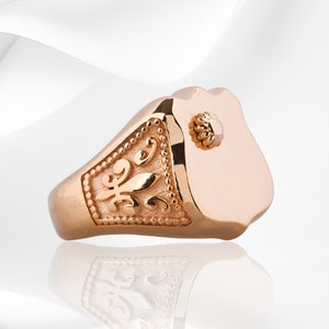 Fashion 925 Sterling Silver Minimalist Rose Color Ring for women, Modern Fleur de Lis Ring, Polished Silver Pinky Ring Gift for Women