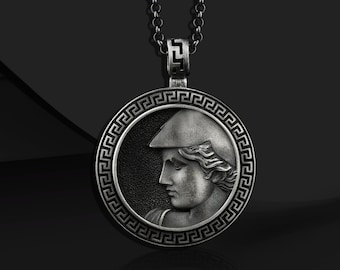 Athena Necklace: 925 Sterling Silver Greek Goddess Medallion