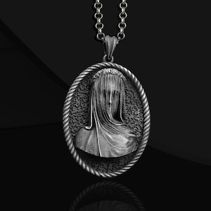 Veiled Virgin Vestal Sterling Silver Necklace For Man, Amazing Ideas Gift for Him or Her, The Veiled Vestal Virgin jewelry Gift for Mom