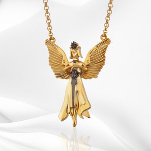 Celestial Guardian Angel Charm Necklace Gift for Her, Guardian Angel Pendant, Silver Elegant Guardian Angel Necklace Valentine Day Gift