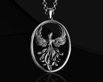 Handmade Sterling Silver Phoenix Necklace: Mythical Bird Charm