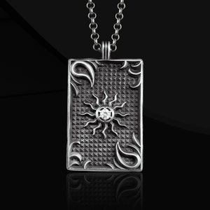 Engraved Dog Tag Necklace with Oxidized Silver Chain, Mens 925 Silver Dog Tag Necklace with Gemstone, Birthday Gift for Boyfriend Husband