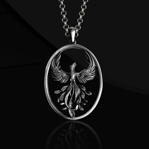 Ancient Greek Mythology Phoenix Necklace, Winged Phoenix Handmade Sterling Silver Men Charm Jewelry, Mythical Bird Pendant, Animal Necklace