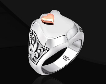 925 Sterling Silver Playing Card Ring: Polished Club, Spade, Heart