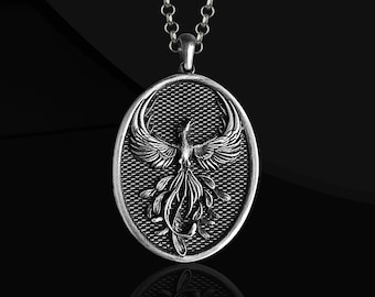 YAFEINI Collar De Fénix De Doncella Plata Esterlina Oxidada Al Cielo Phoenix Chakra Collar Colgante Regalo De Joyería (Collar Fénix