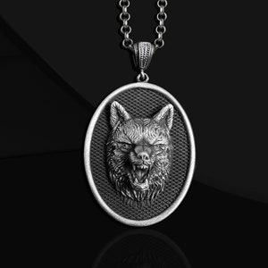 Personalized Wolf Accessory Animal Mens Jewelry 925 Silver Necklace Pendant Gift for Dad Christmas Graduation Birthday Unisex Gifts For Him