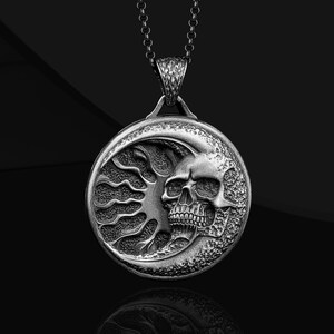 925 Sterling Silver Handmade Memento Mori Skull Locket Necklace, Oxidized Silver Skull Personalized Necklace, Skull Necklace Gift for Him