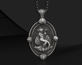 Meerjungfrau 925 Sterling Silber Anhänger, Meerjungfrau Meer Anhänger, Sterling Silber Oyster Meerjungfrau Perle Silber Anhänger, Valentinstag Geschenk für Sie