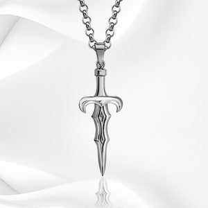 Mens 925 sterling Silver Gold Color Rose Silver Sword Necklace, Handmade Silver Sword Necklace, Silver Sword Pendant Perfect Gift for Him