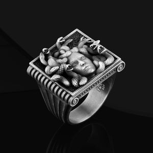 Gorgon Medusa 925 Sterling Silver Greek Mythology Men Ring, Medusa Gothic Ring, Gorgon Medusa Silver Jewelry, Medusa Silver Men Ring gifts