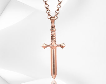 Guldrosa 925 Sterling Silver Svärdhalsband - Elegant Minimalistiskt Hänge