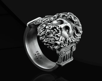 Sterling Silver King Of The Gods Zeus Ring: Handmade Ancient Greek Mythology Jewelry