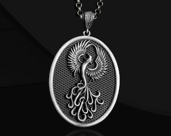 Collana in argento sterling con fenice alata fatta a mano: ciondolo della mitologia greca antica