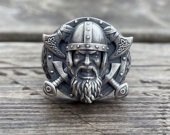Anello da guerriero vichingo in argento sterling fatto a mano: gioielli della mitologia norrena