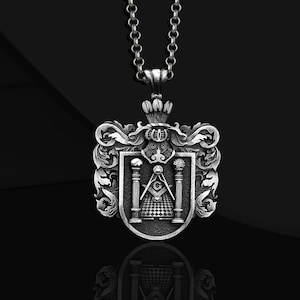 Oxidized Sterling Silver Masonic Necklace: Master Mason Pendant