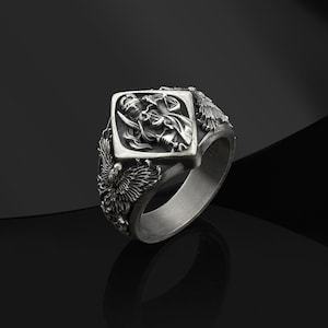 Goddess Themis Justice 925k Sterling Silver Rings, Oxidized Roman Goddess Of Law and Justice Rings, Themis Silver Justice Personalized Gifts