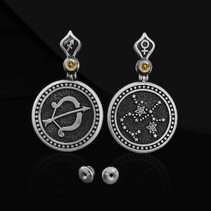 Schütze Ohrringe 925 Sterling Silber Geburtstagsgeschenk, Schütze Ohrringe hängend Geschenk für sie, astrologische hängende Tropfen Ohrringe Geschenk